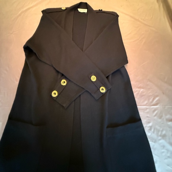 St John Vintage Black Open Front Cardigan with Gold Buttons Size Medium $1298 - Picture 6 of 11